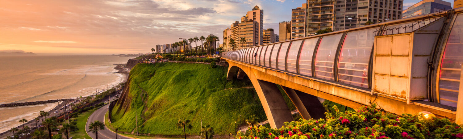 Villena bridge at sunset in Miraflores district in Lima, Peru